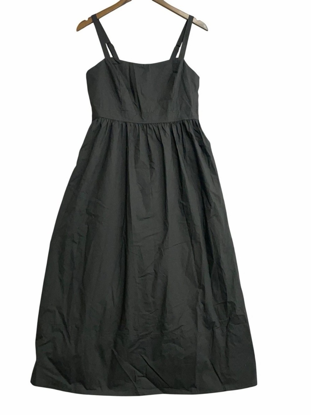 Well Worn (brand) Black Cotton Poplin Smocked Midi Sundress  sz Small ,  Pockets